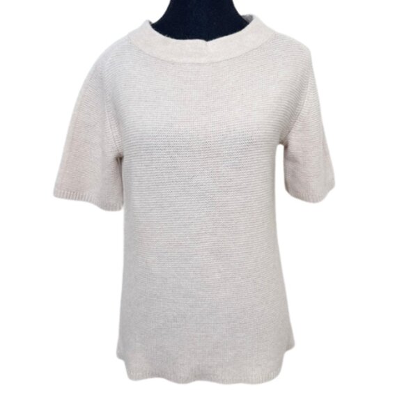 Judith & Charles Womens Medium Short Sleeve Mock Neck Wool Cashmere Sweater - Picture 1 of 12
